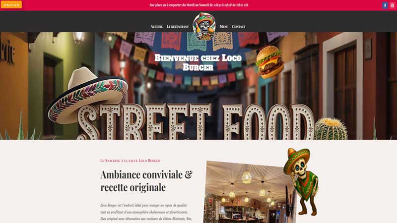 Intérieur du restaurant Loco Burger à l’ambiance mexicaine, spécialisé en street food dans le Lot-et-Garonne