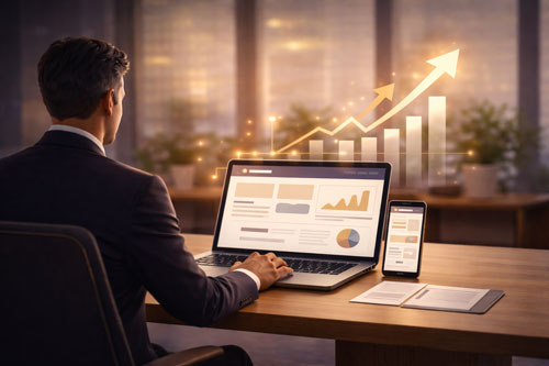 Aperçu d’un site web de restaurant affiché sur tablette à côté d’une fiche Google sur smartphone, illustrant la visibilité en ligne complète offerte par Ilicop Resto